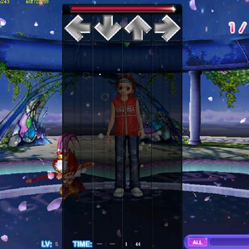 Super Dancer Online rhythm gameplay — the arrow lanes HybridCheats automates